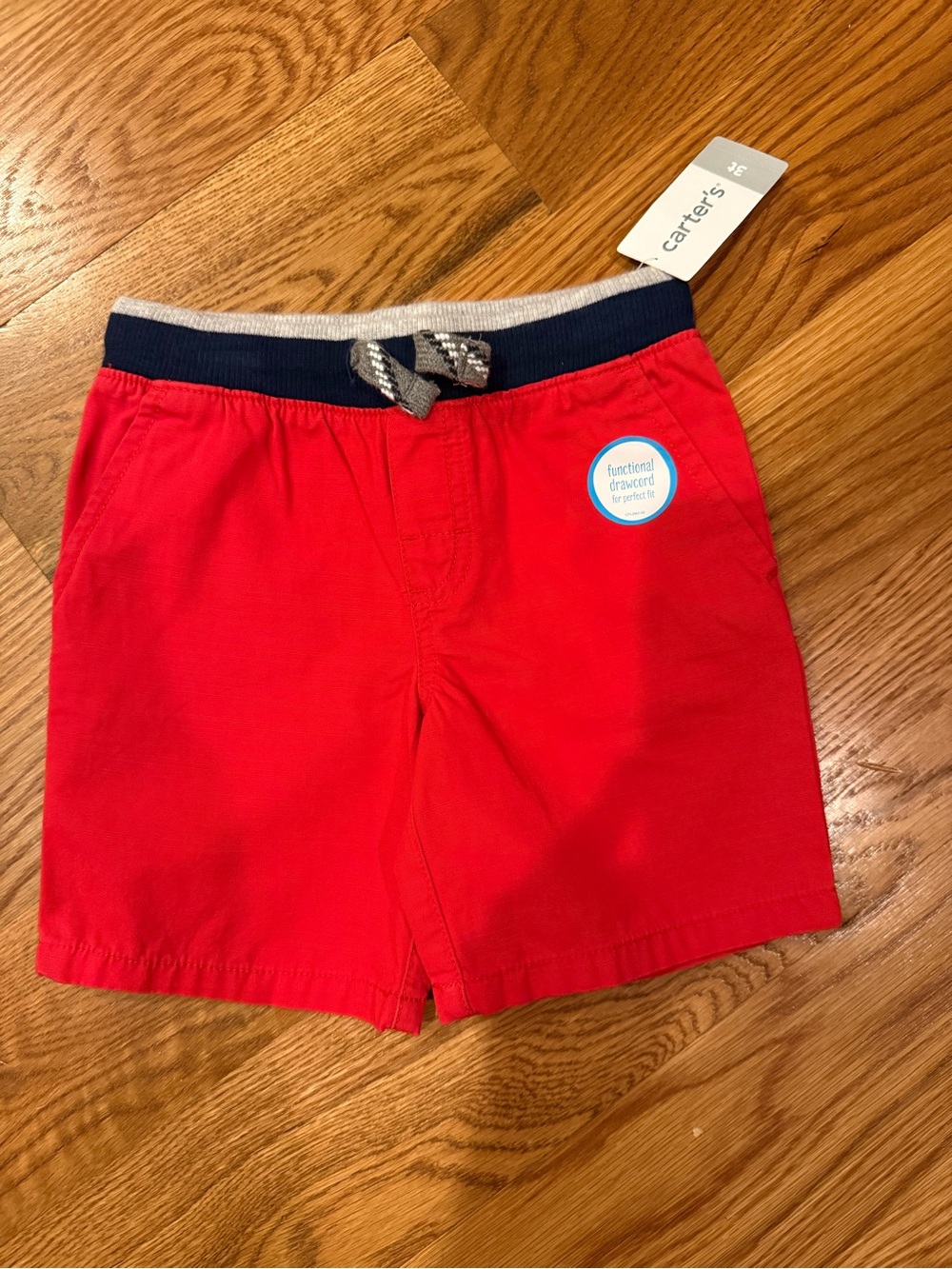 Carter's Bright Red Shorts with Navy Elastic Waist